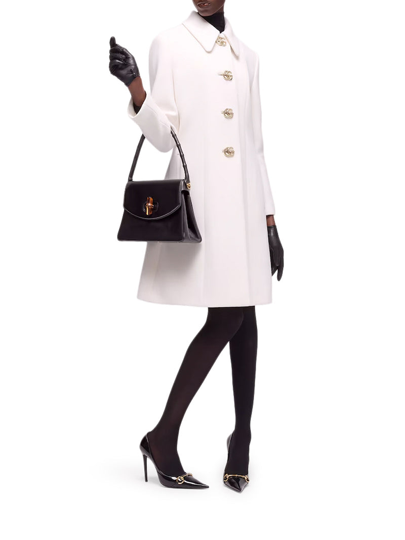 Gucci Women Wool Natté Coat With Double G Button GUCCI