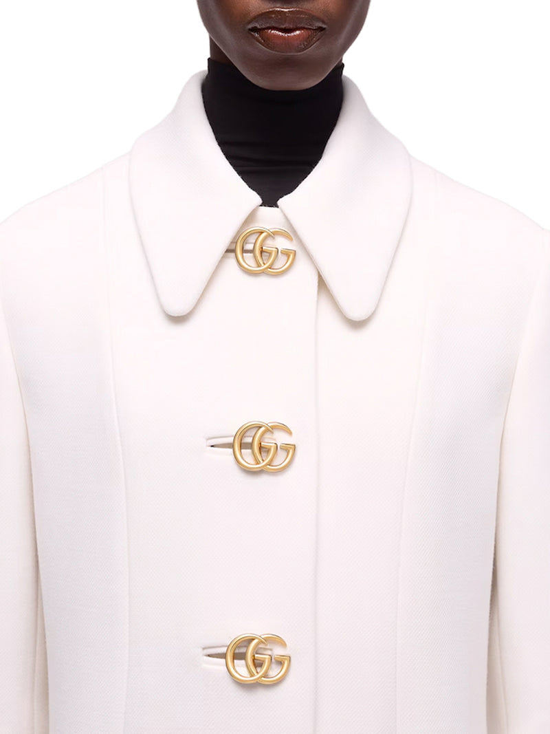 Gucci Women Wool Natté Coat With Double G Button GUCCI