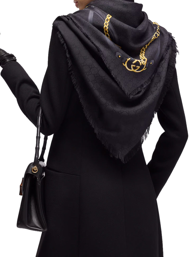 Gucci Women Gg Wool Silk Jacquard Cape GUCCI