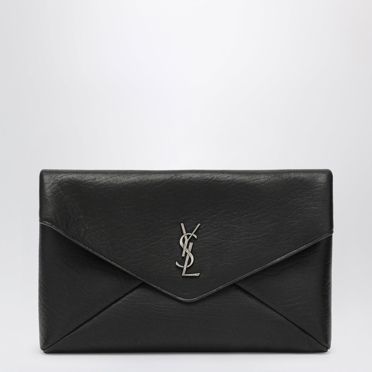 Saint Laurent Cassandre Large Black Envelope Clutch Bag With Logo Men SAINT LAURENT