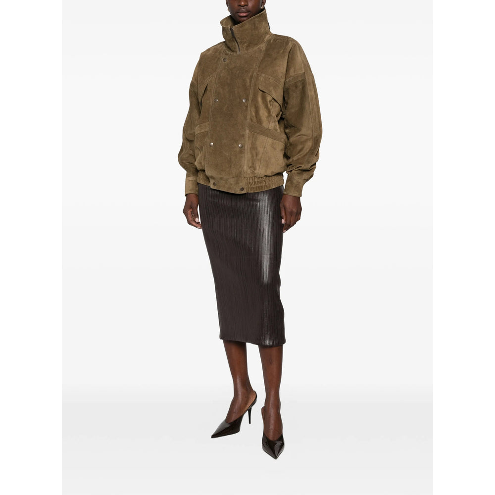 Saint Laurent Green Jackets - Leather Jackets Women SAINT LAURENT