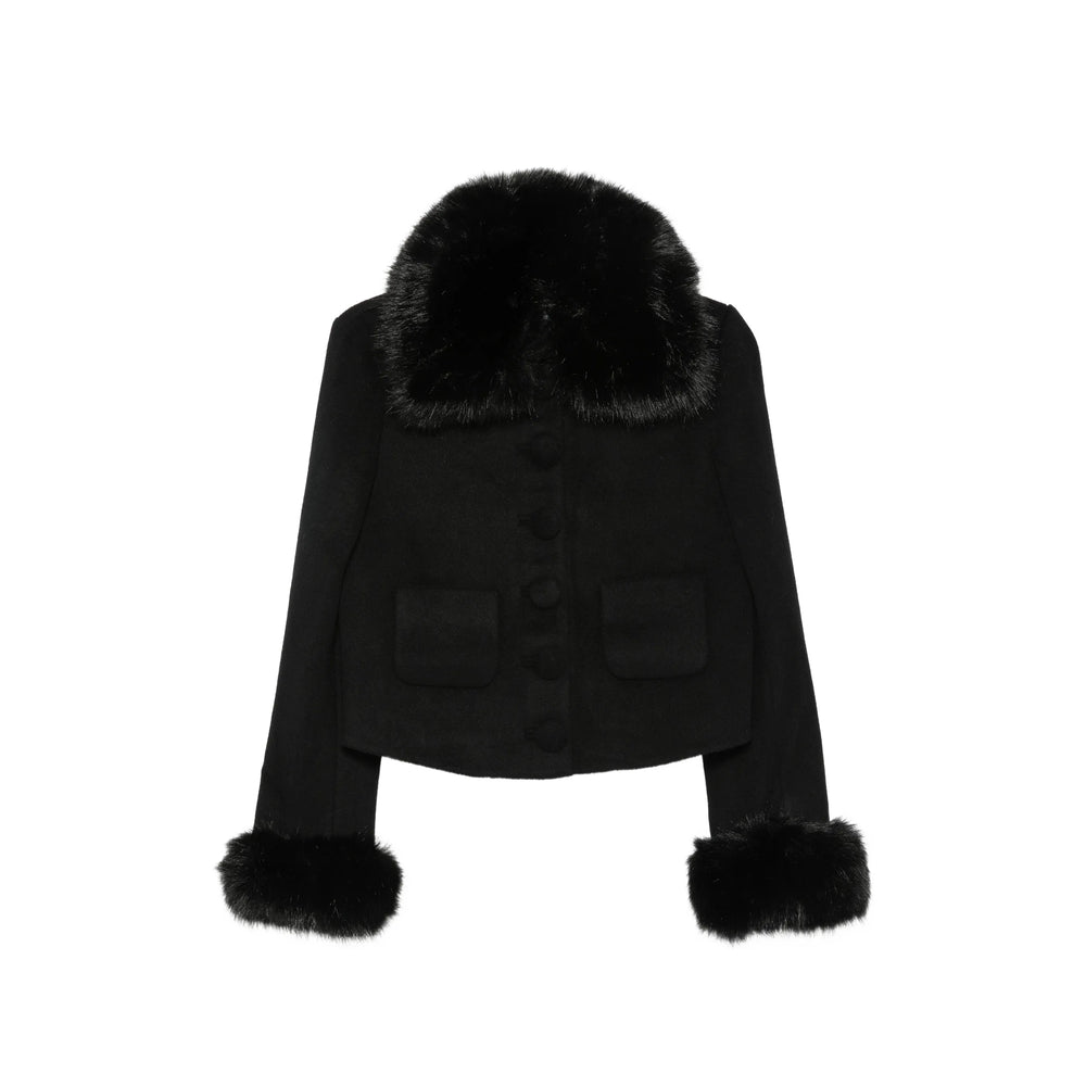 Self-Portrait Black Jackets - Faux Fur & Shearling Jackets Women SELF-PORTRAIT