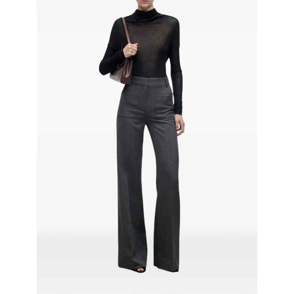 Victoria Beckham Grey Trousers - High-Waisted Trousers Women VICTORIA BECKHAM