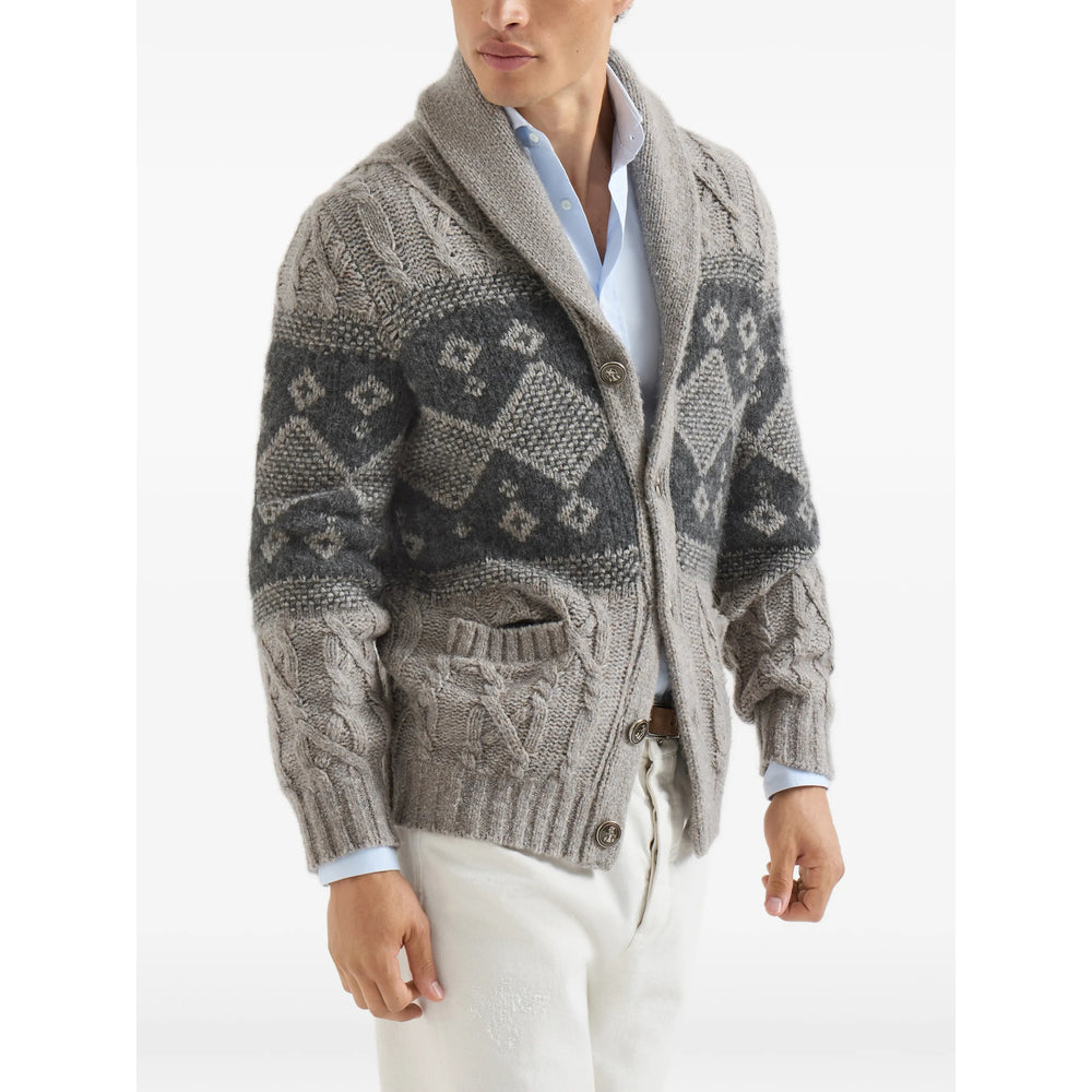 Brunello Cucinelli Grey Sweaters & Knitwear - Cardigans Men BRUNELLO CUCINELLI