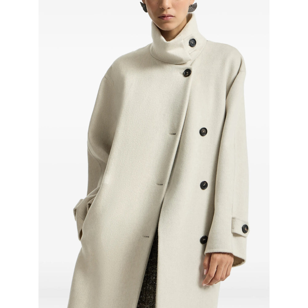 Brunello Cucinelli Neutrals Coats - Single Breasted Coats Women BRUNELLO CUCINELLI