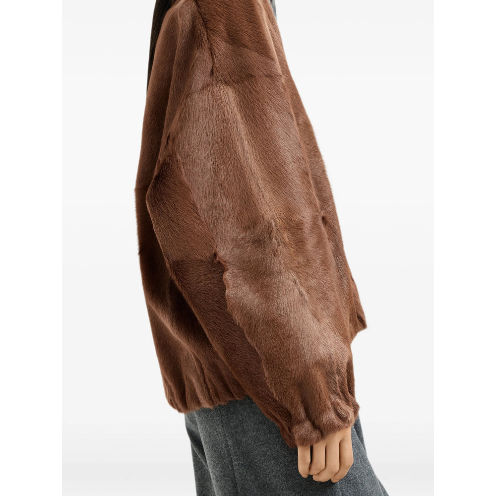 Brunello Cucinelli Brown Jackets - Faux Fur & Shearling Jackets Women BRUNELLO CUCINELLI