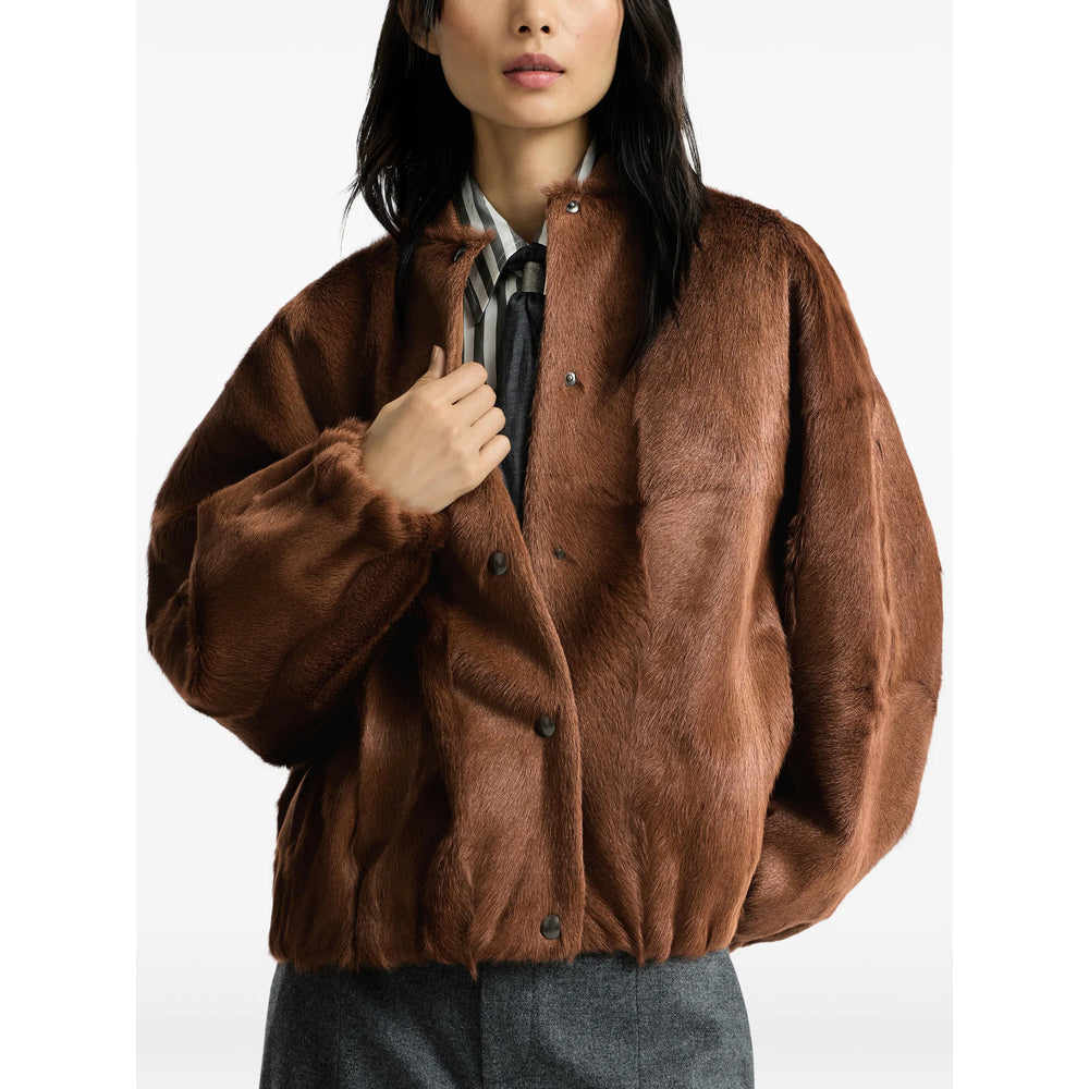 Brunello Cucinelli Brown Jackets - Faux Fur & Shearling Jackets Women BRUNELLO CUCINELLI
