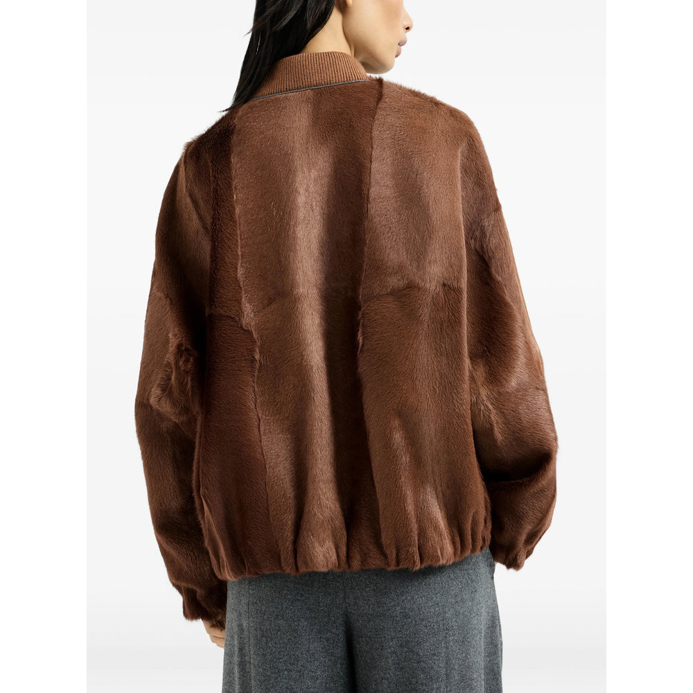 Brunello Cucinelli Brown Jackets - Faux Fur & Shearling Jackets Women BRUNELLO CUCINELLI