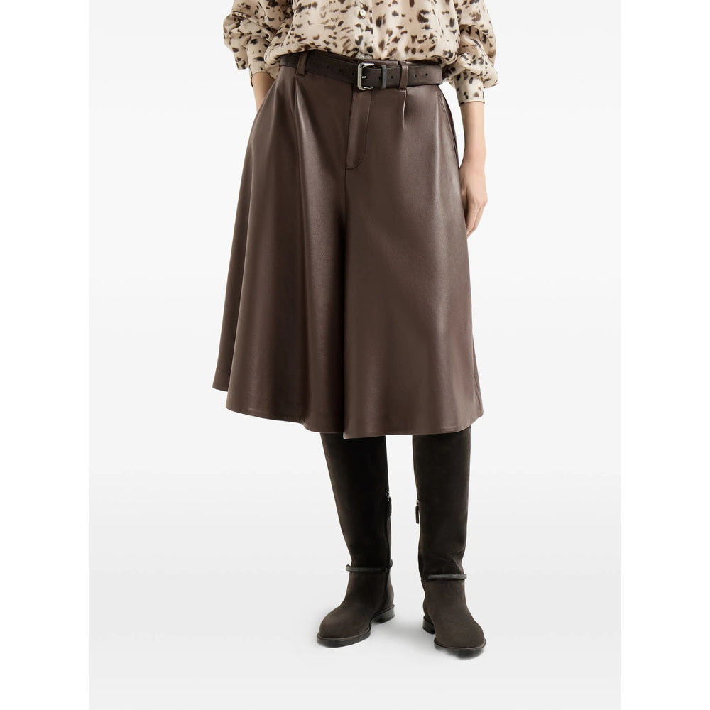 Brunello Cucinelli Brown Shorts - Leather & Faux Leather Shorts Women BRUNELLO CUCINELLI