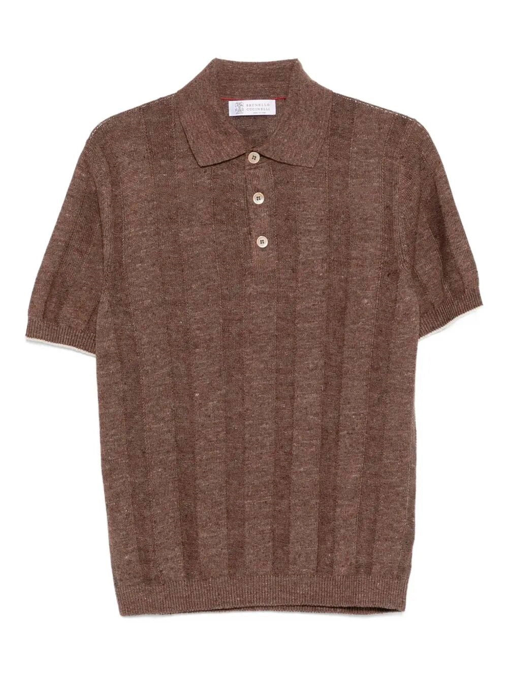 Brunello Cucinelli Men Linen And Cotton Wide Rib Knit Polo BRUNELLO CUCINELLI