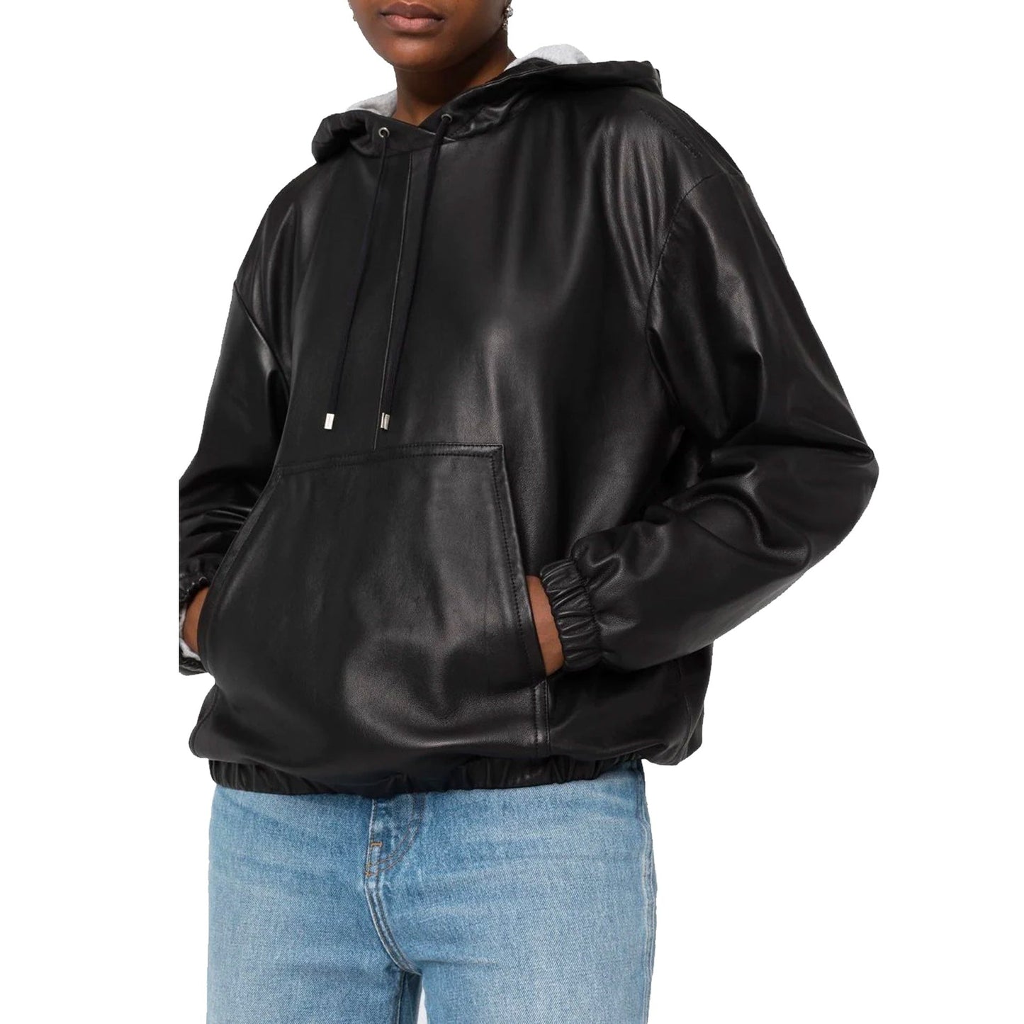 Saint Laurent Leather Hoodded Top Women SAINT LAURENT