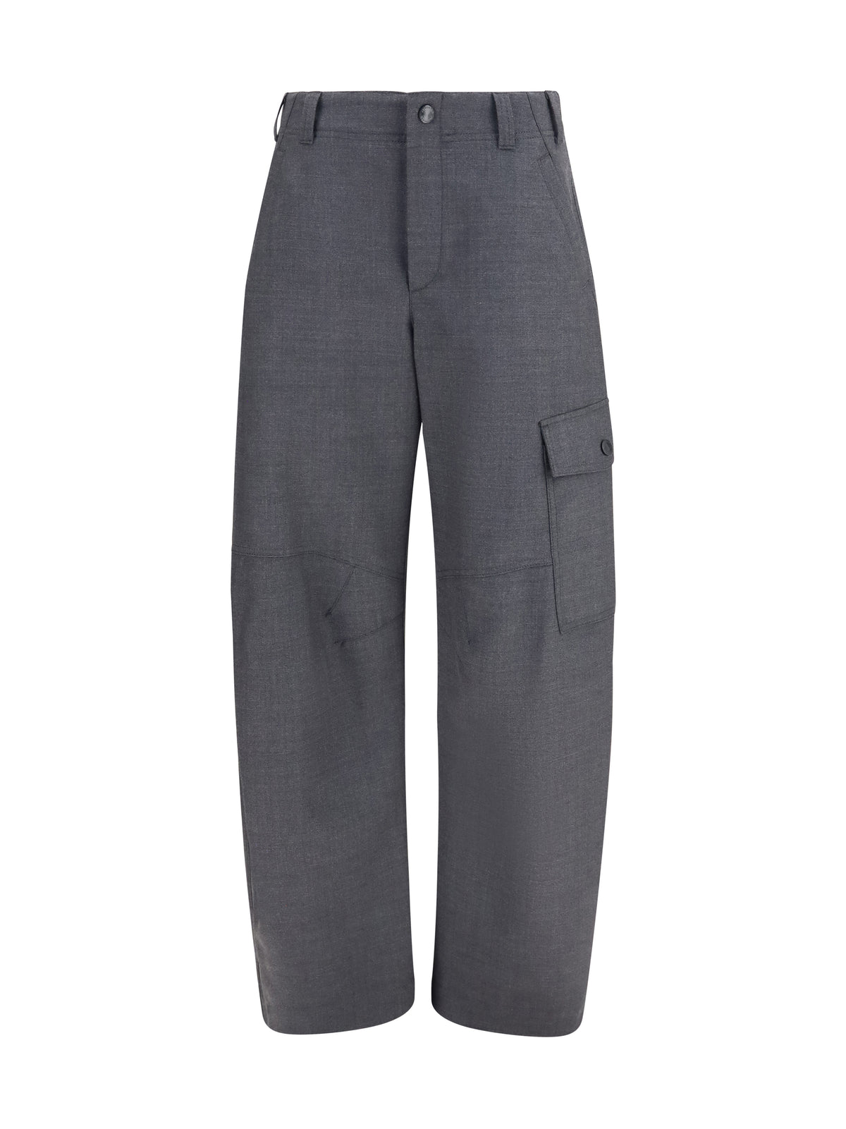 Brunello Cucinelli Women Barrel Cargo Pants In Virgin Wool Twill With Monile BRUNELLO CUCINELLI