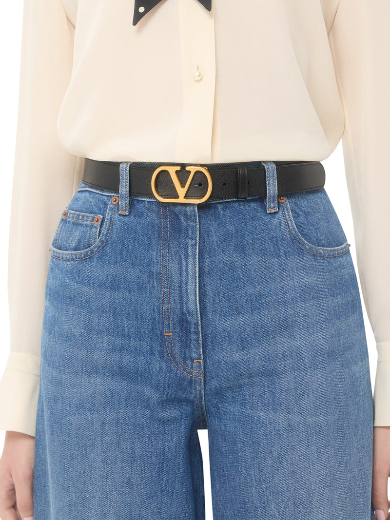 Valentino Garavani Women 30 Mm Vlogo Signature Calfskin Belt VALENTINO GARAVANI