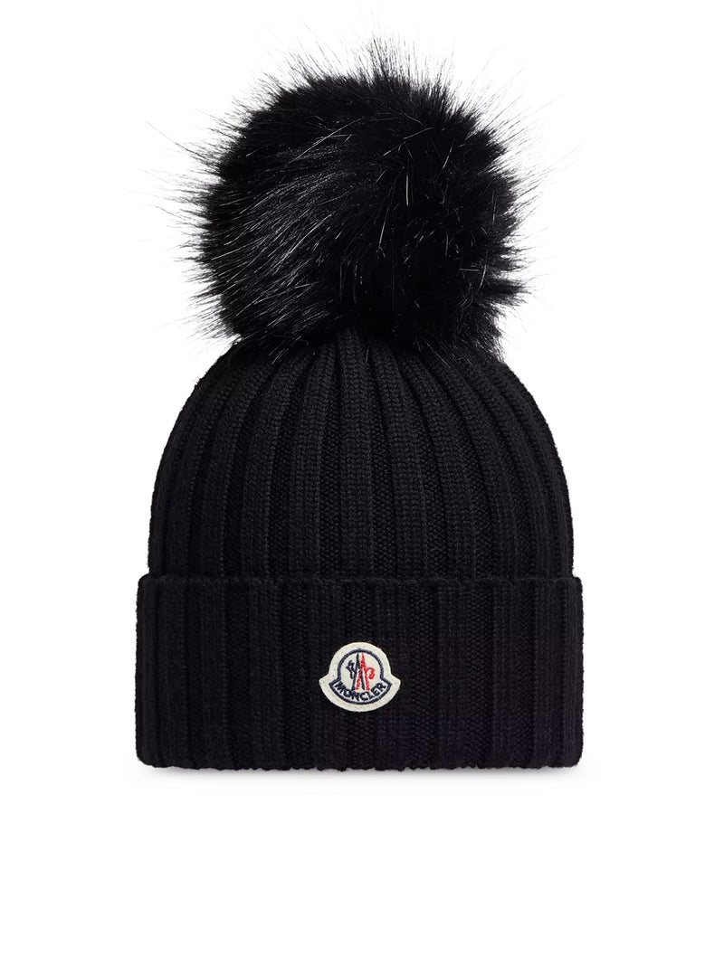 Moncler Women Wool Hat With Pom Pom MONCLER