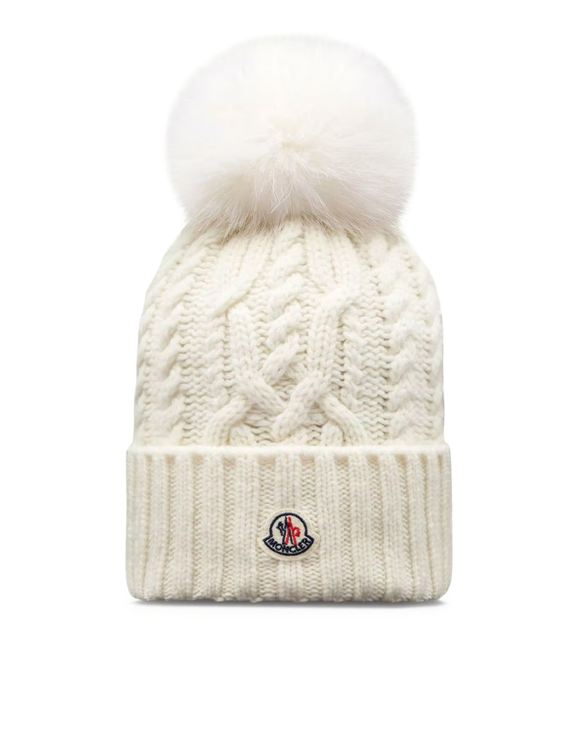 Moncler Women Wool And Cashmere Blend Hat With Pom Pom MONCLER