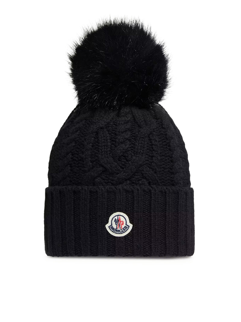 Moncler Women Wool And Cashmere Blend Hat With Pom Pom MONCLER