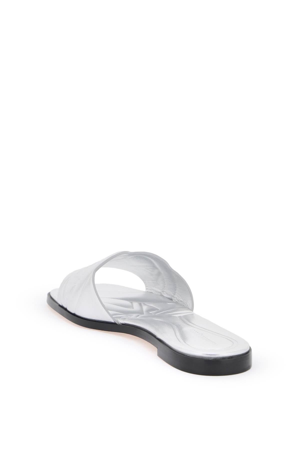 Alexander Mcqueen Laminated Leather Slides With Embossed Seal Logo Women