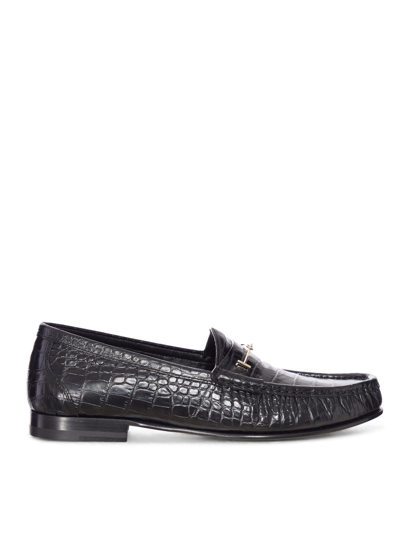 Tom Ford Men Crocodile Print Leather Moccasin With Metal Clip TOM FORD