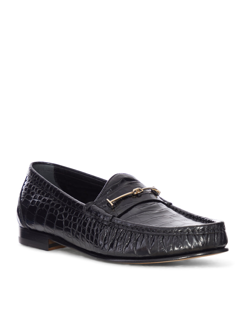 Tom Ford Men Crocodile Print Leather Moccasin With Metal Clip TOM FORD