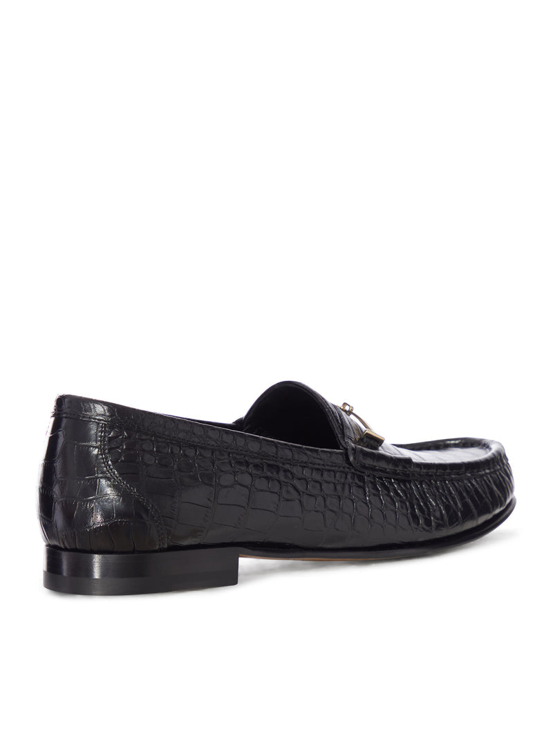 Tom Ford Men Crocodile Print Leather Moccasin With Metal Clip TOM FORD