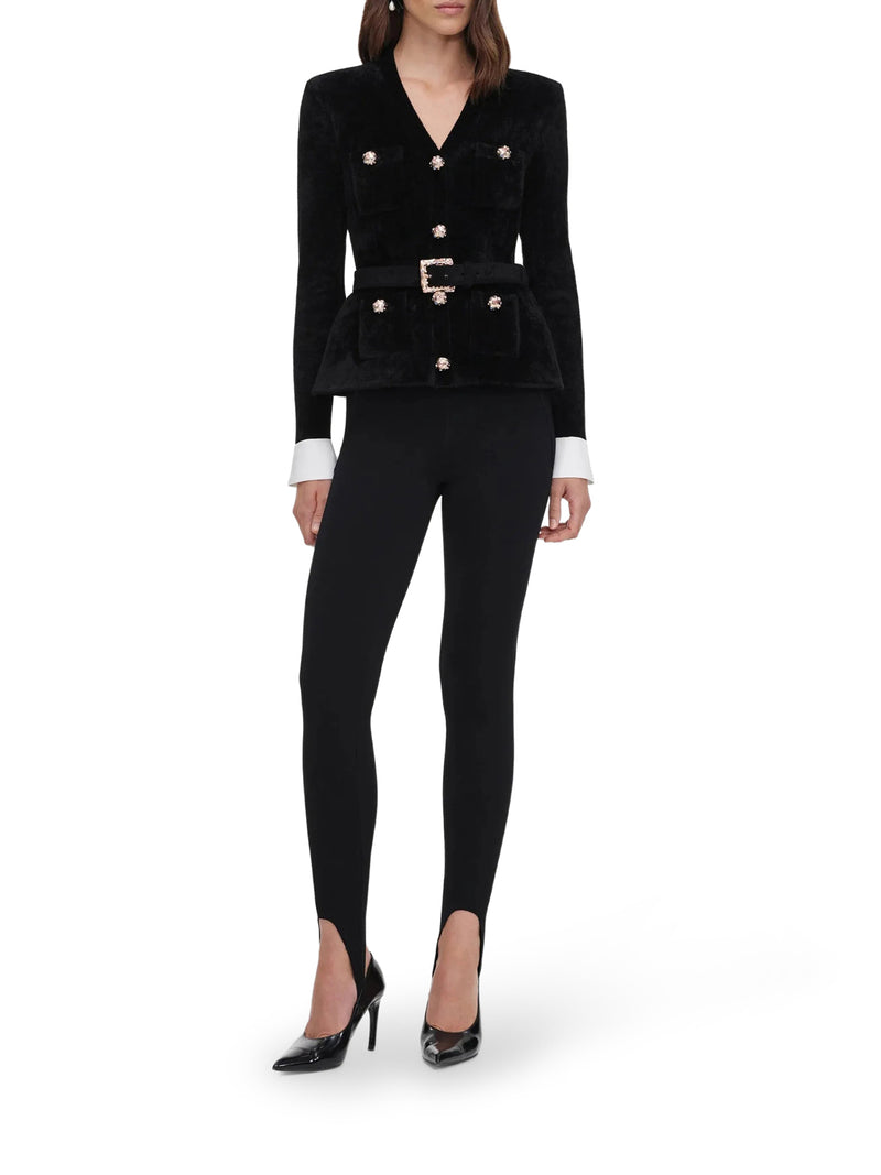 Self-Portrait Women Velvet Jacket With Jewel Buttons And Belt SELF-PORTRAIT