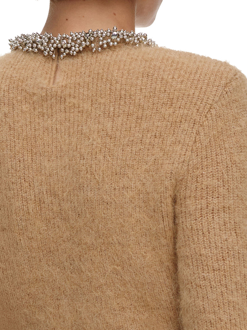 Self-Portrait Women Alpaca Blend Sweater With Jewel Collar SELF-PORTRAIT