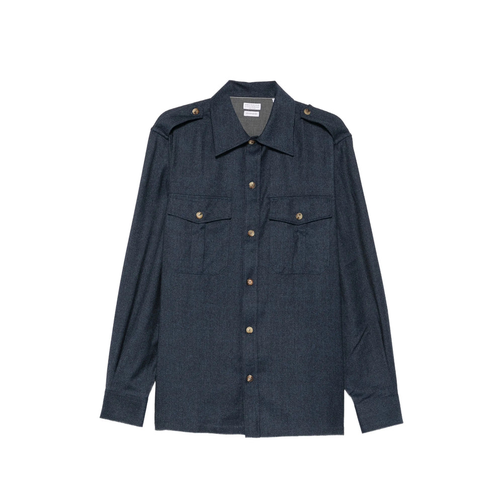 Brunello Cucinelli Blue Shirts Men BRUNELLO CUCINELLI