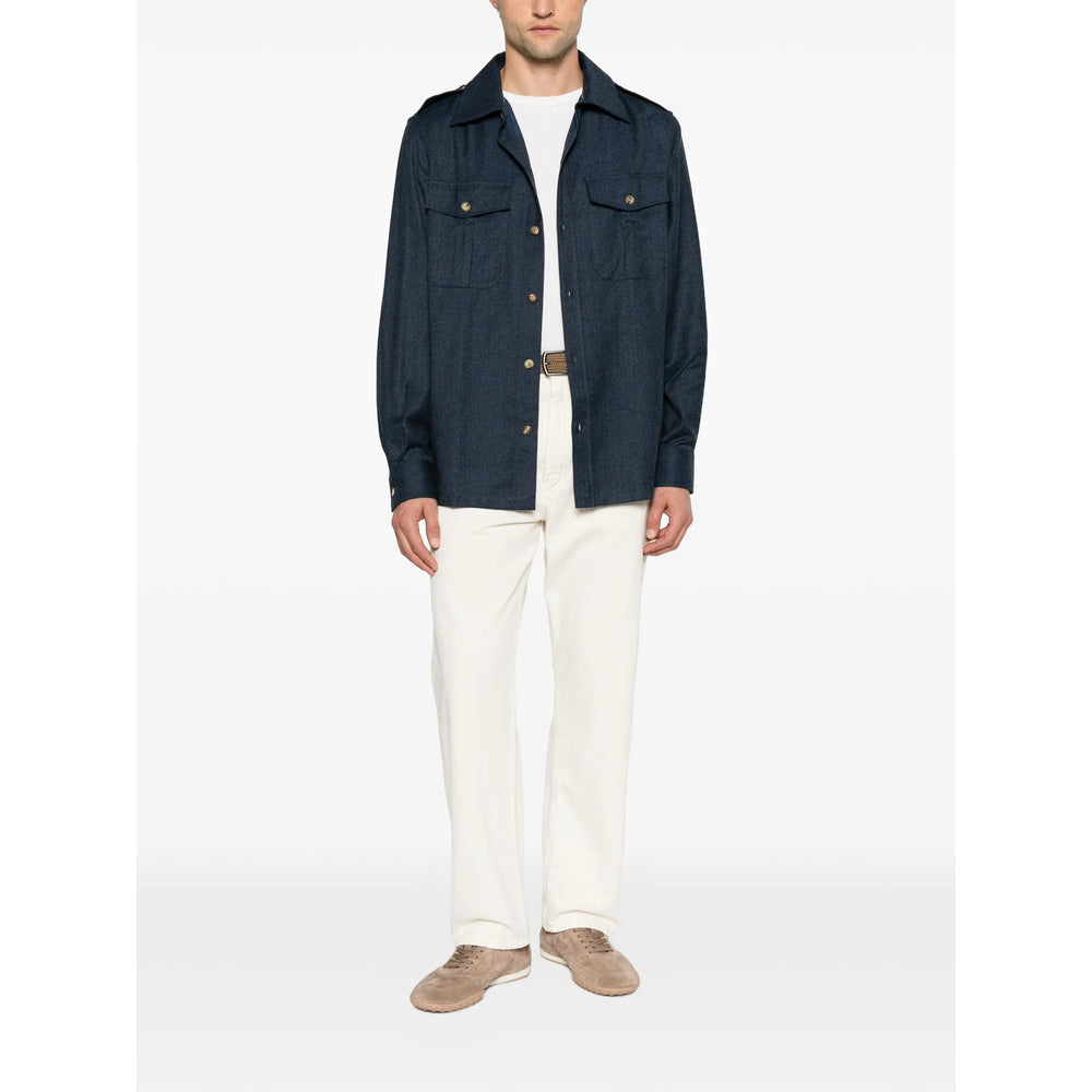 Brunello Cucinelli Blue Shirts Men BRUNELLO CUCINELLI
