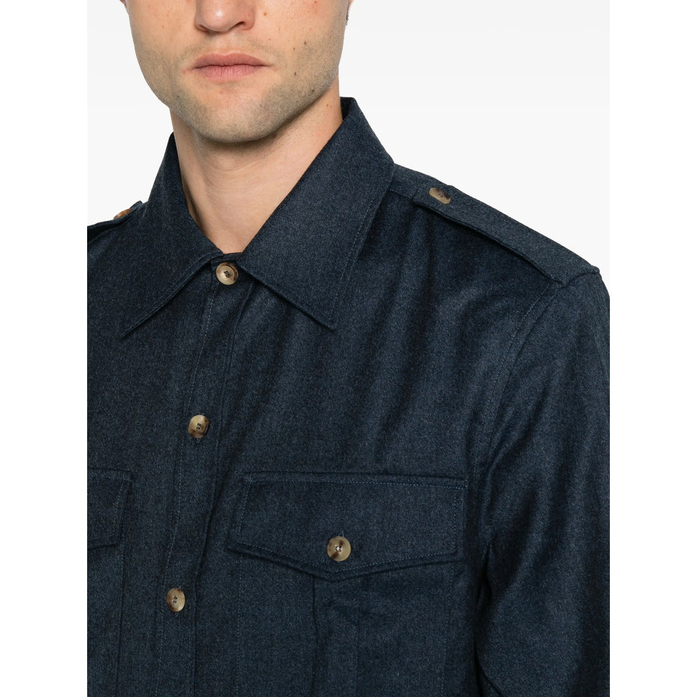 Brunello Cucinelli Blue Shirts Men BRUNELLO CUCINELLI
