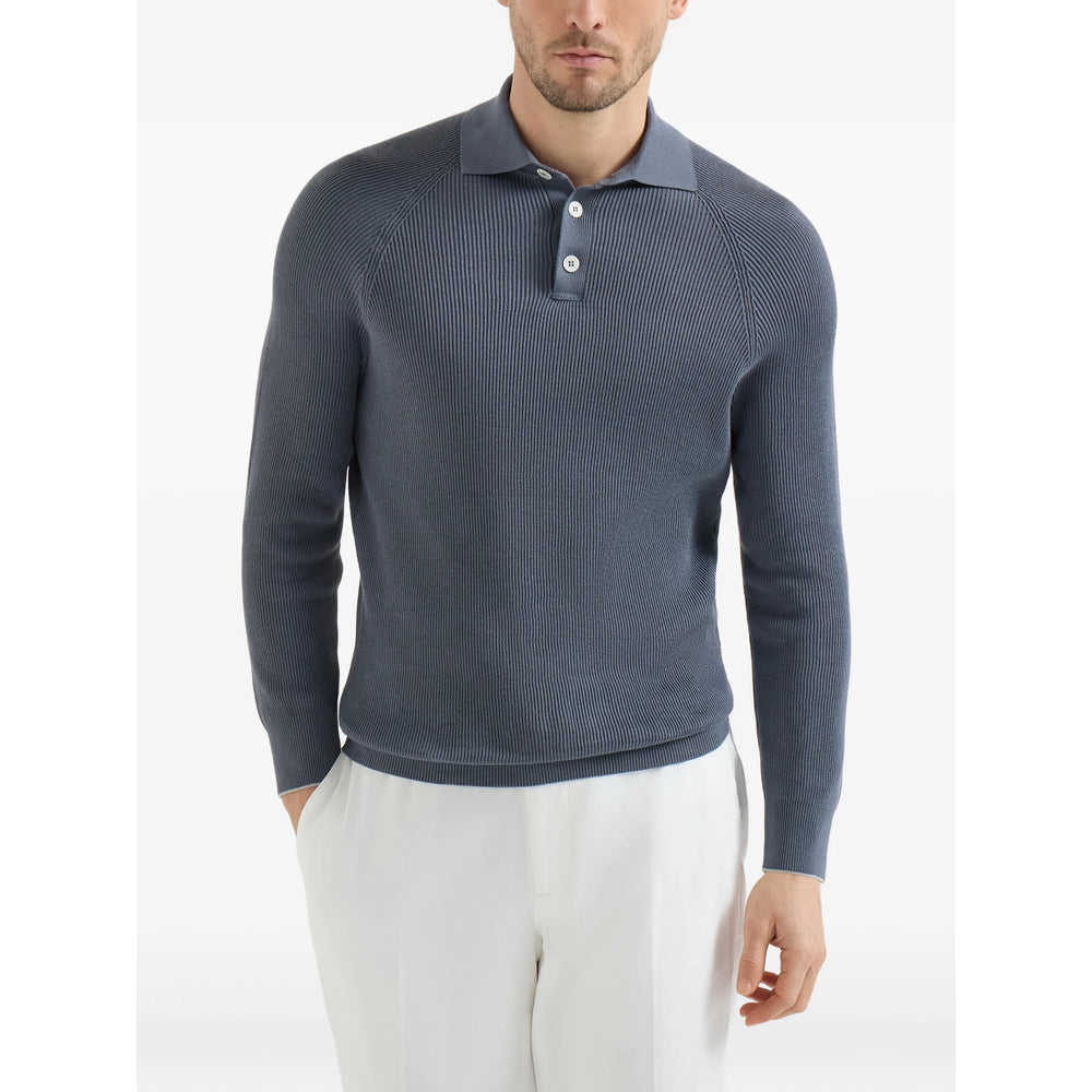 Brunello Cucinelli Blue Polo Shirts Men BRUNELLO CUCINELLI