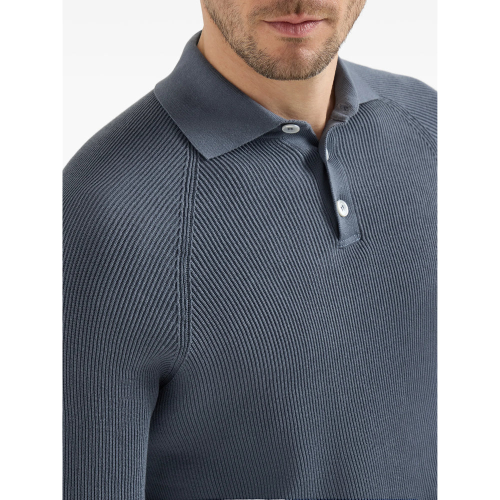 Brunello Cucinelli Blue Polo Shirts Men BRUNELLO CUCINELLI