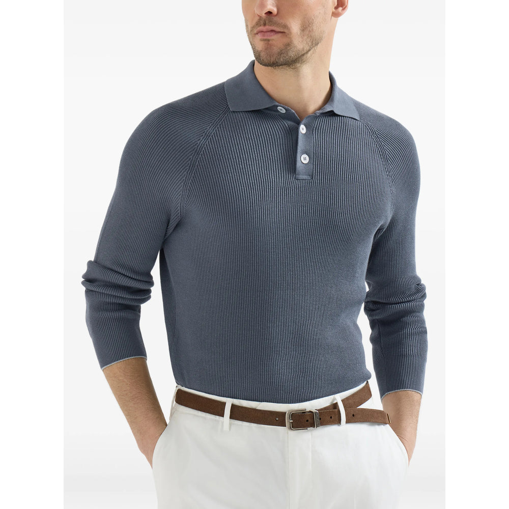 Brunello Cucinelli Blue Polo Shirts Men BRUNELLO CUCINELLI