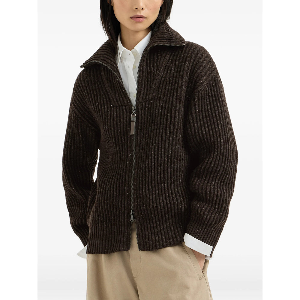 Brunello Cucinelli Brown Knitwear - Cardigans Women BRUNELLO CUCINELLI