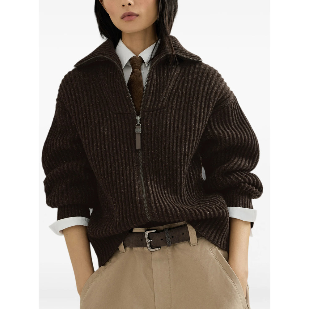 Brunello Cucinelli Brown Knitwear - Cardigans Women BRUNELLO CUCINELLI