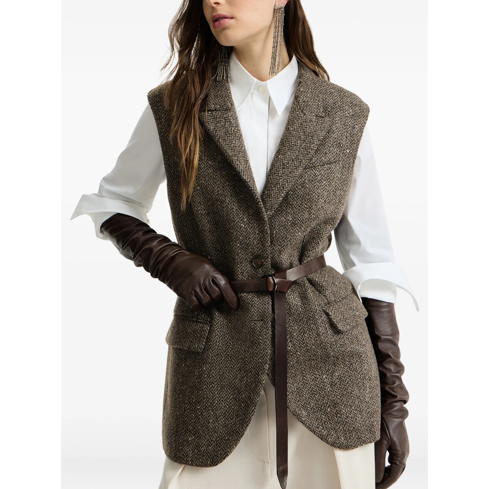 Brunello Cucinelli Brown Jackets - Waistcoat & Gilets Women BRUNELLO CUCINELLI