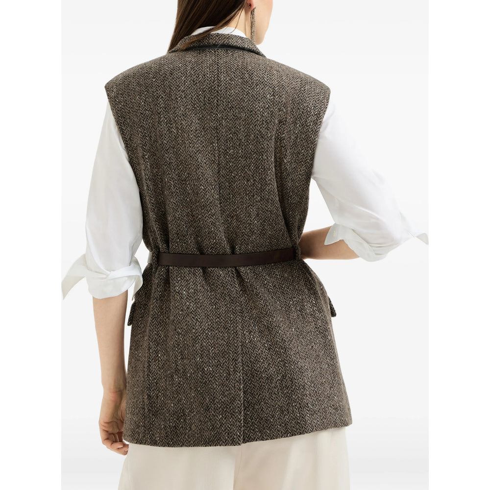 Brunello Cucinelli Brown Jackets - Waistcoat & Gilets Women BRUNELLO CUCINELLI