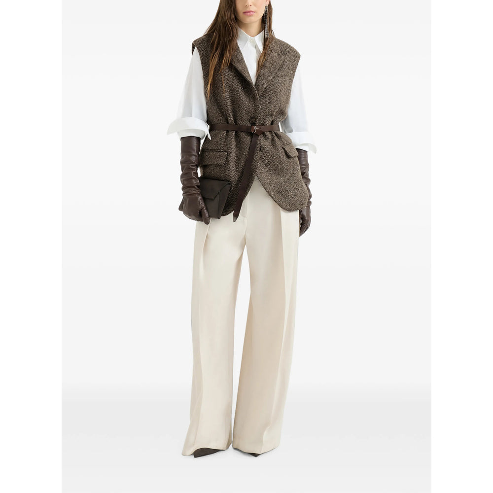 Brunello Cucinelli Brown Jackets - Waistcoat & Gilets Women BRUNELLO CUCINELLI