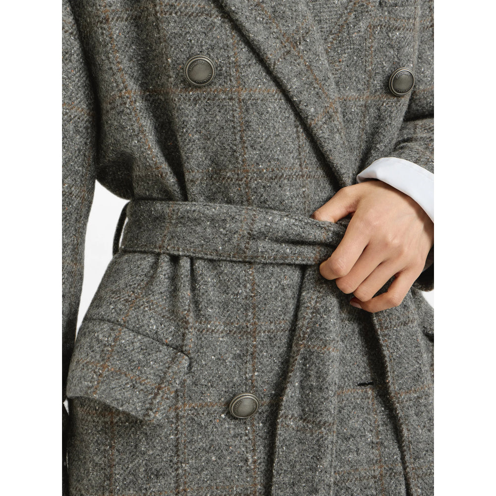 Brunello Cucinelli Grey Coats - Double Breasted & Peacoats Women BRUNELLO CUCINELLI