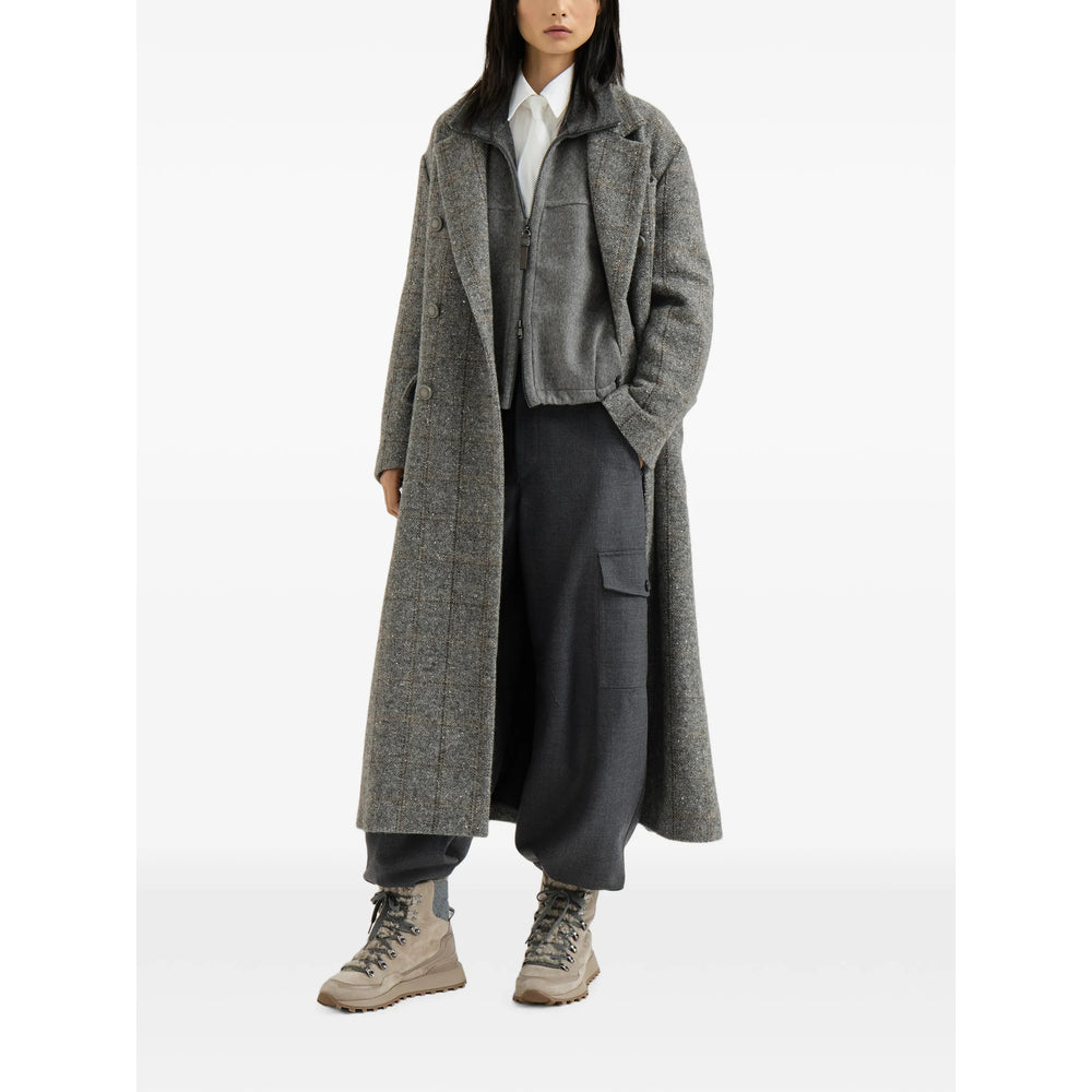 Brunello Cucinelli Grey Coats - Double Breasted & Peacoats Women BRUNELLO CUCINELLI