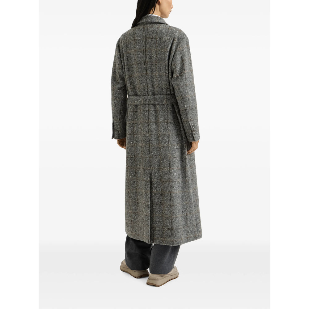 Brunello Cucinelli Grey Coats - Double Breasted & Peacoats Women BRUNELLO CUCINELLI
