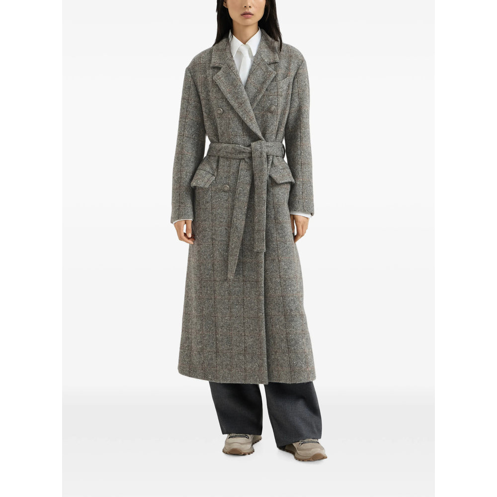 Brunello Cucinelli Grey Coats - Double Breasted & Peacoats Women BRUNELLO CUCINELLI