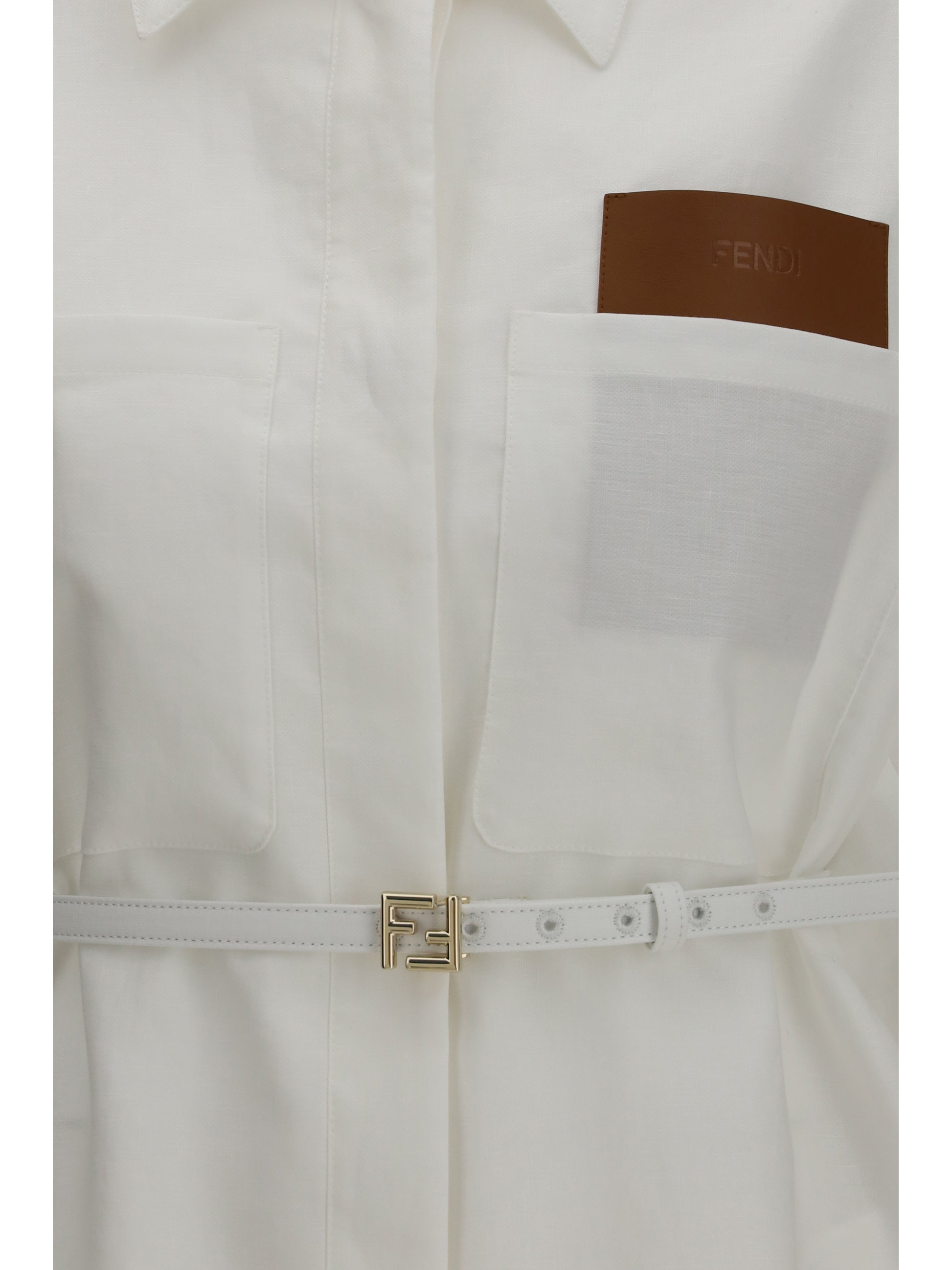 Fendi Women Linen And Cotton Belted Jacket FENDI