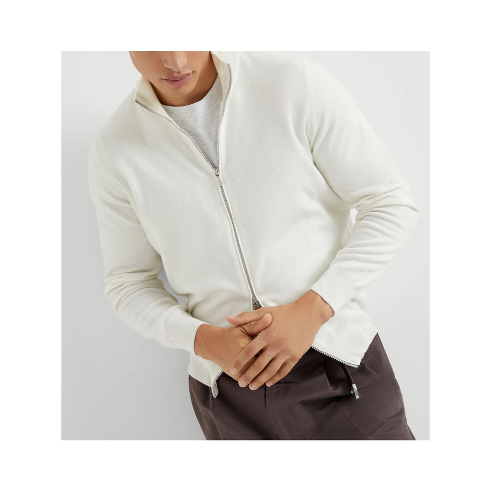 Brunello Cucinelli White Sweaters & Knitwear - Cardigans Men BRUNELLO CUCINELLI
