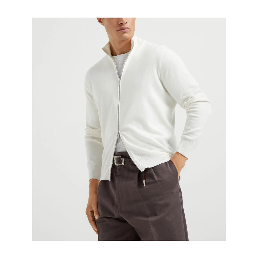 Brunello Cucinelli White Sweaters & Knitwear - Cardigans Men BRUNELLO CUCINELLI