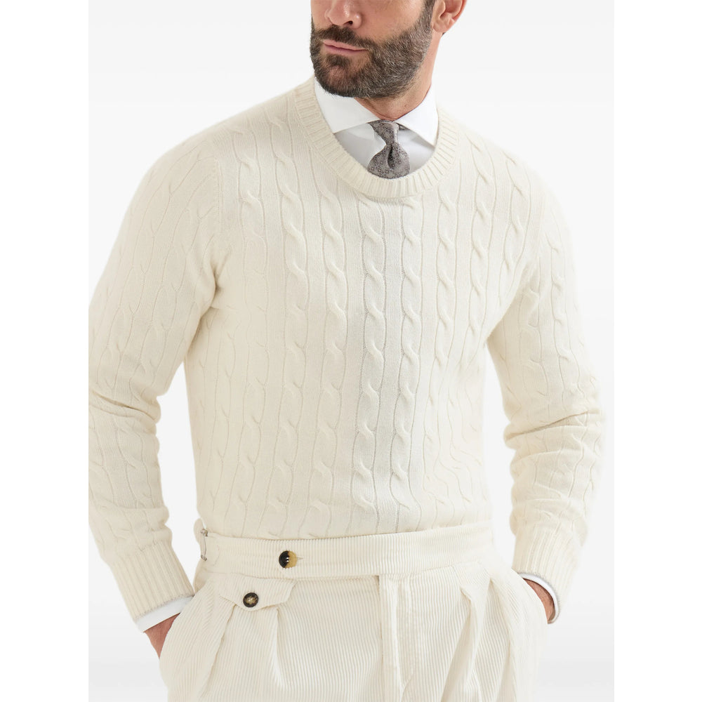 Brunello Cucinelli White Sweaters & Knitwear - Jumpers Men BRUNELLO CUCINELLI