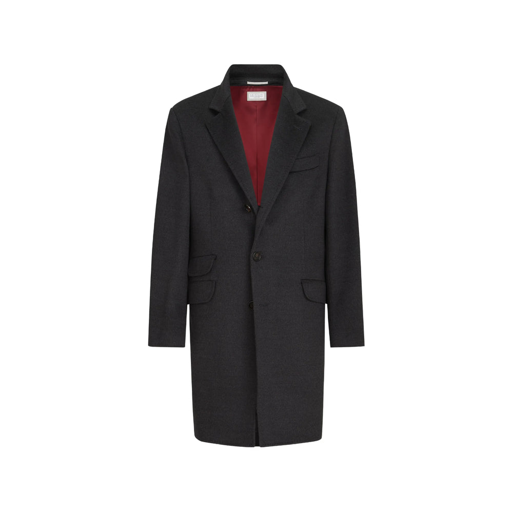 Brunello Cucinelli Grey Coats - Single Breasted Coats Men BRUNELLO CUCINELLI