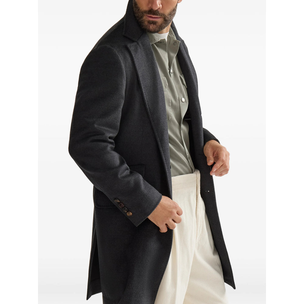 Brunello Cucinelli Grey Coats - Single Breasted Coats Men BRUNELLO CUCINELLI