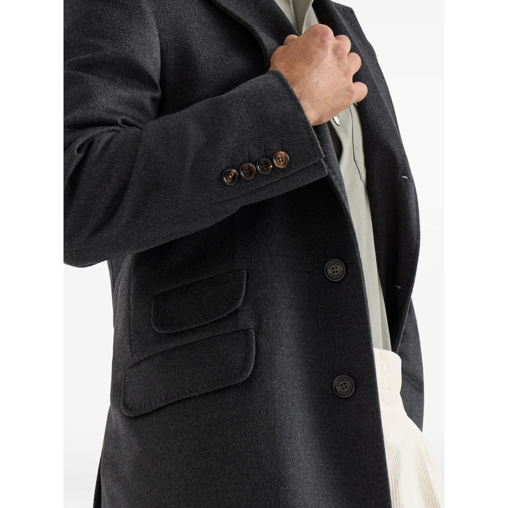 Brunello Cucinelli Grey Coats - Single Breasted Coats Men BRUNELLO CUCINELLI