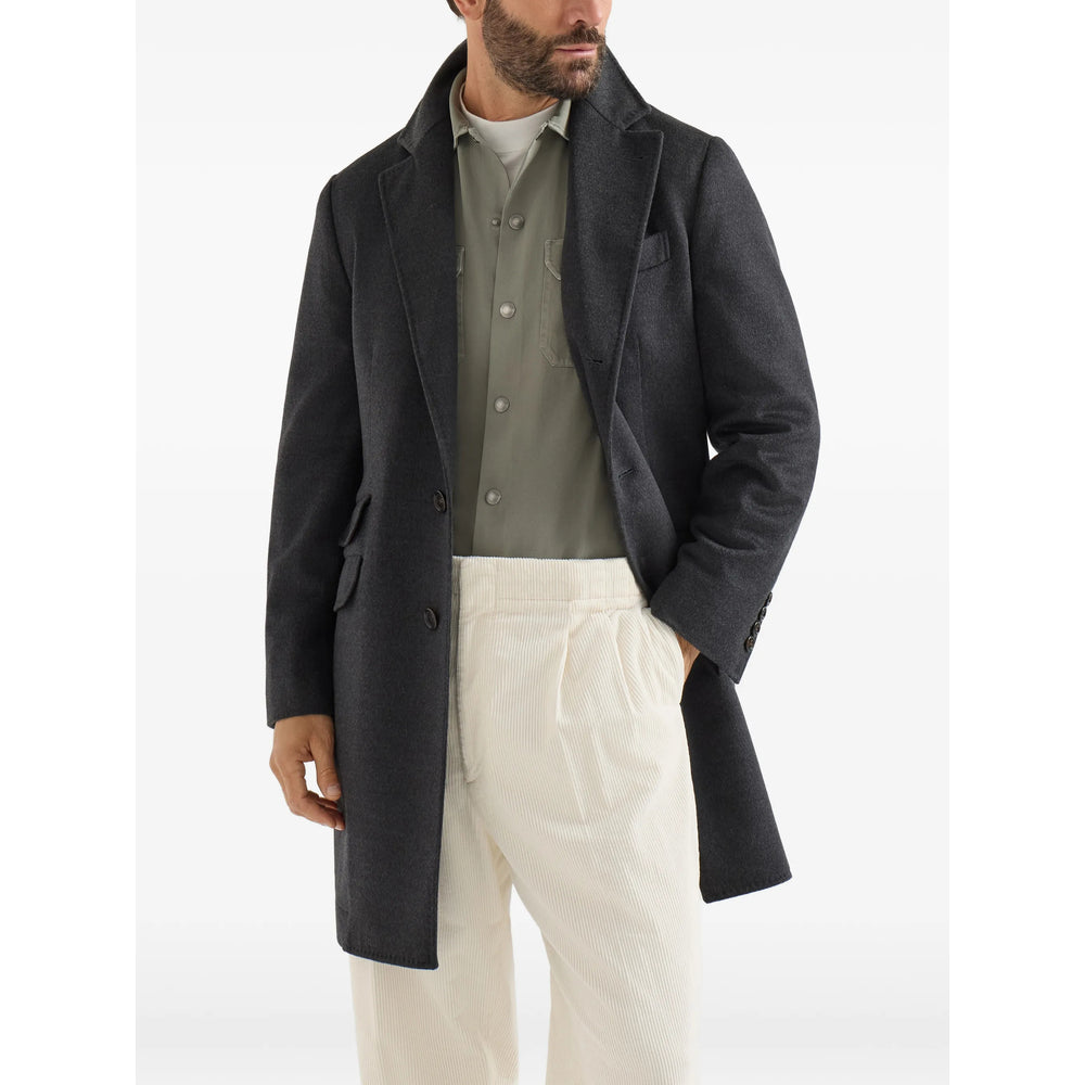 Brunello Cucinelli Grey Coats - Single Breasted Coats Men BRUNELLO CUCINELLI