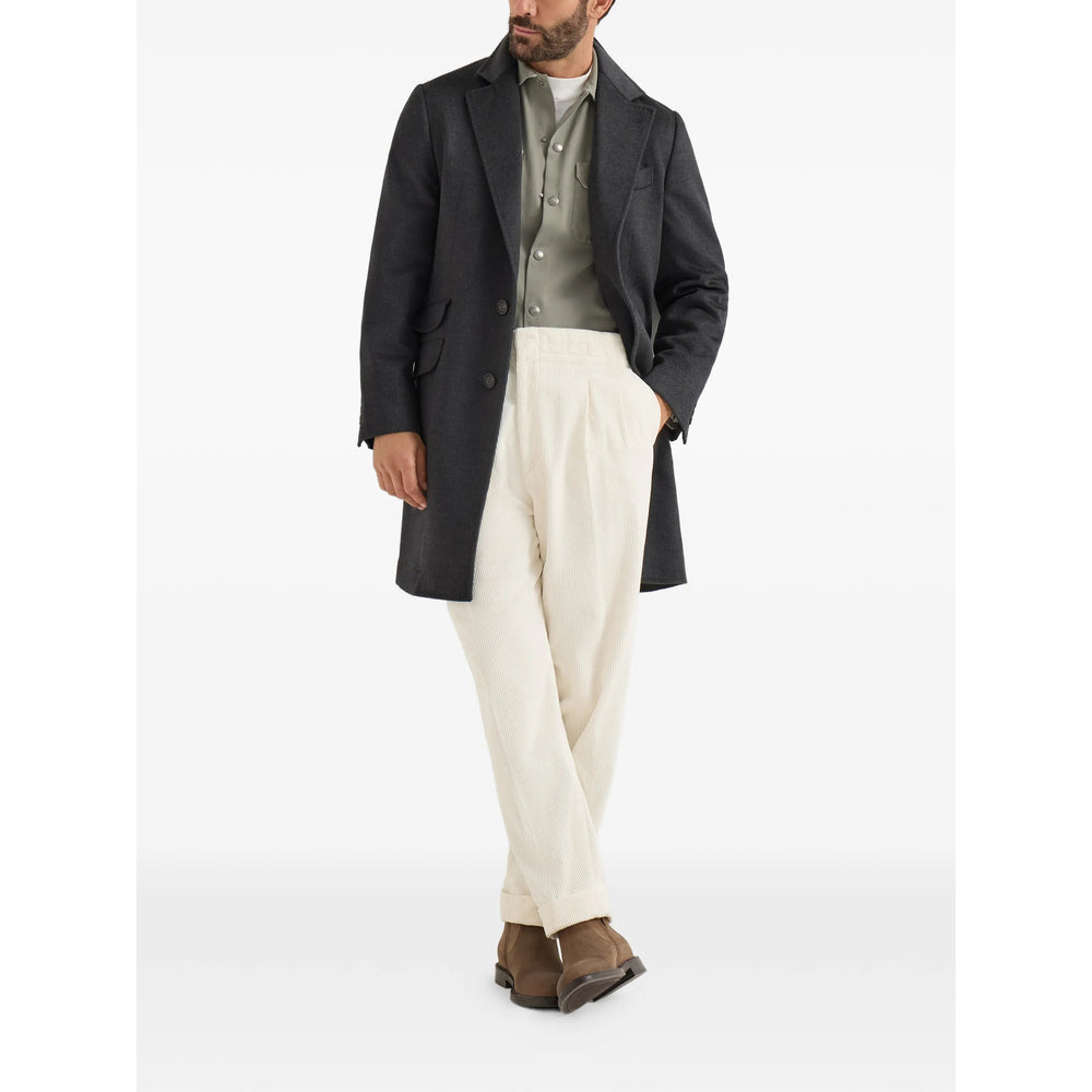 Brunello Cucinelli Grey Coats - Single Breasted Coats Men BRUNELLO CUCINELLI